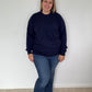 Navy Midnight Blue Boyfriend Pure Cashmere Crew Neck Jumper