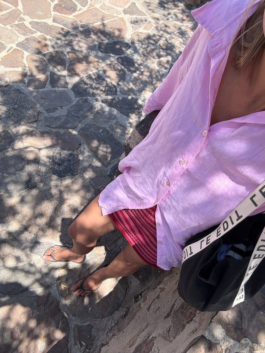 Your Boyfriends Linen Shirt Pink