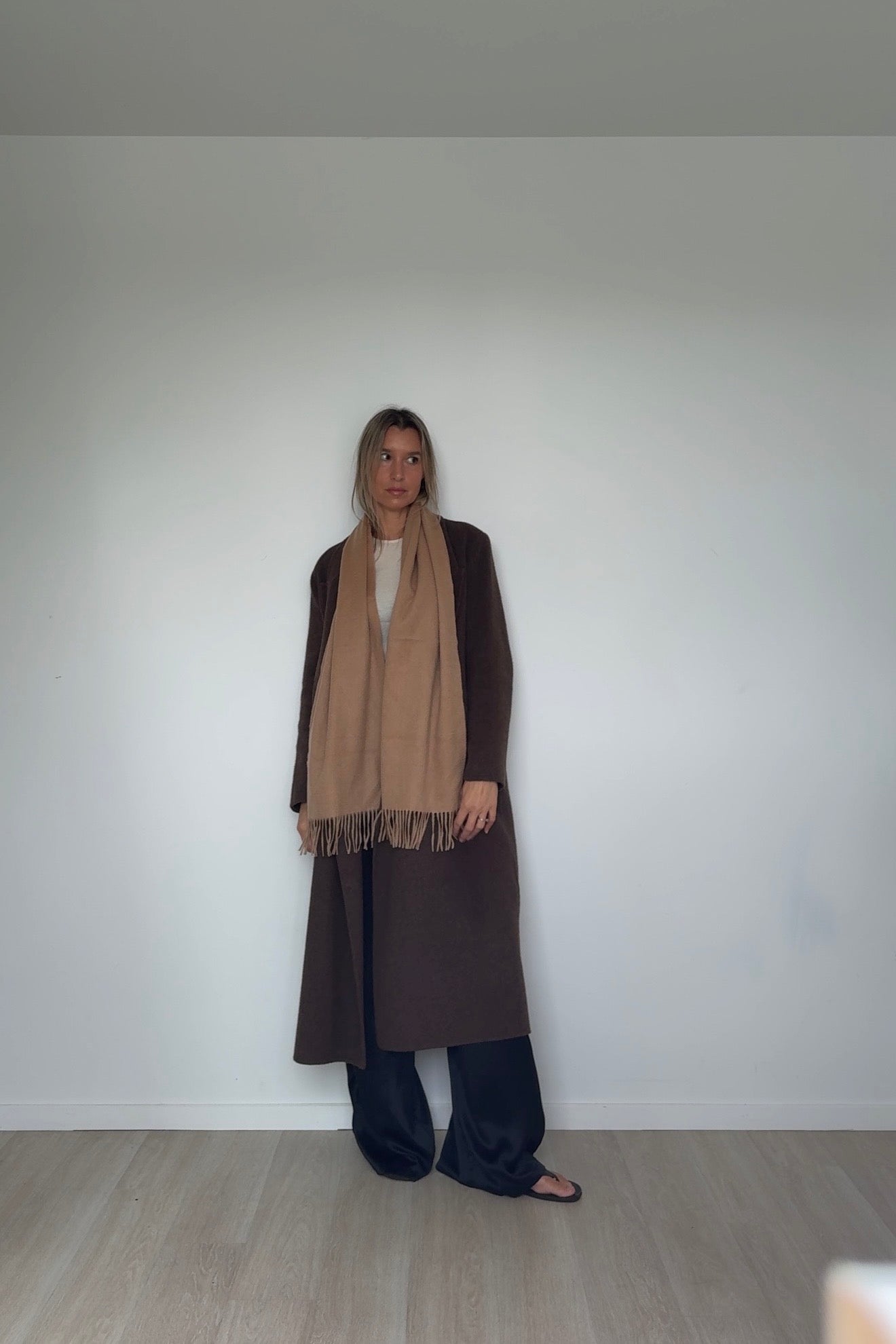 Cocoa Pure Cashmere Tassel Scarf