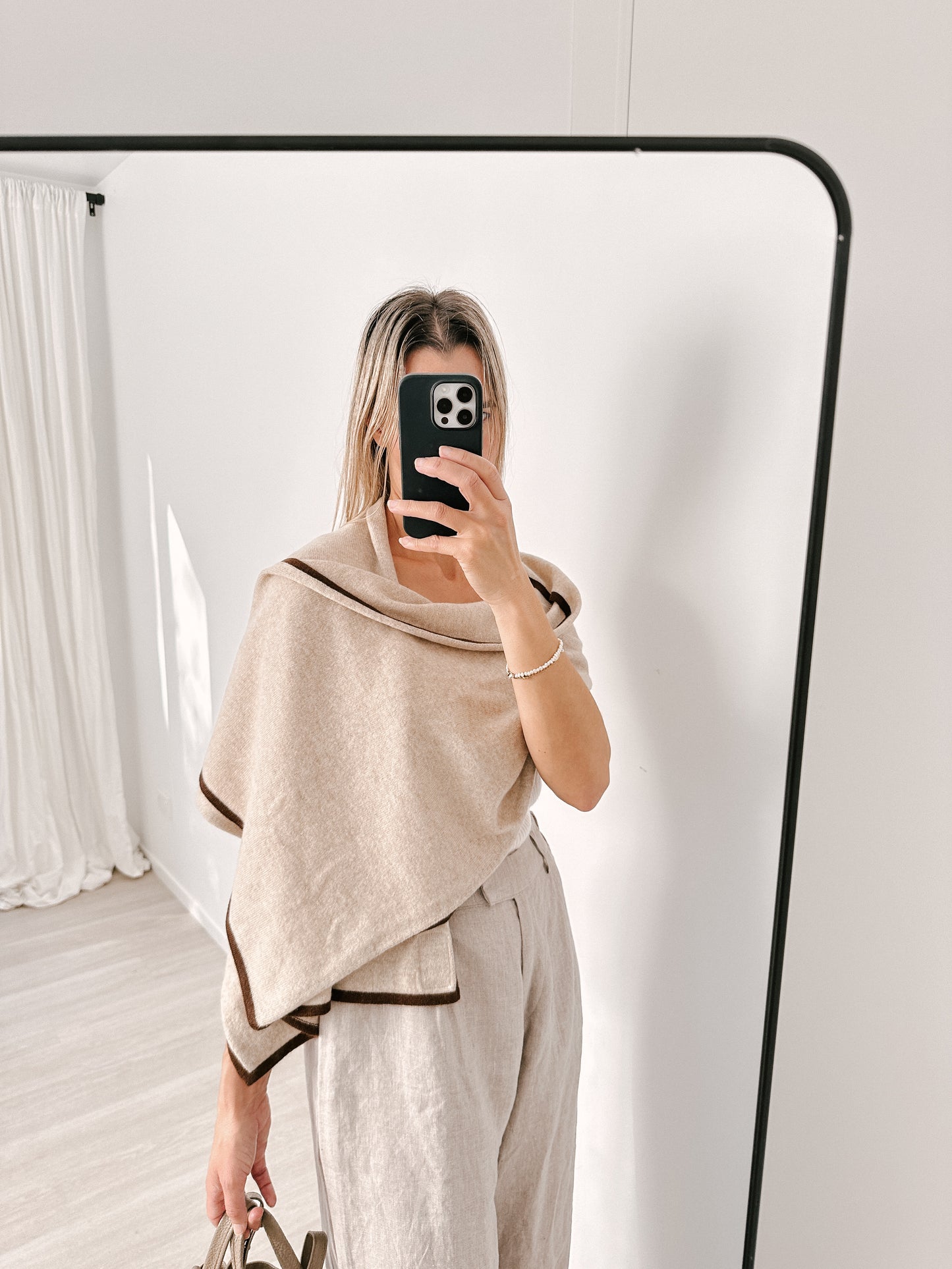 4-Way Cashmere Contrast Wrap Neutrals