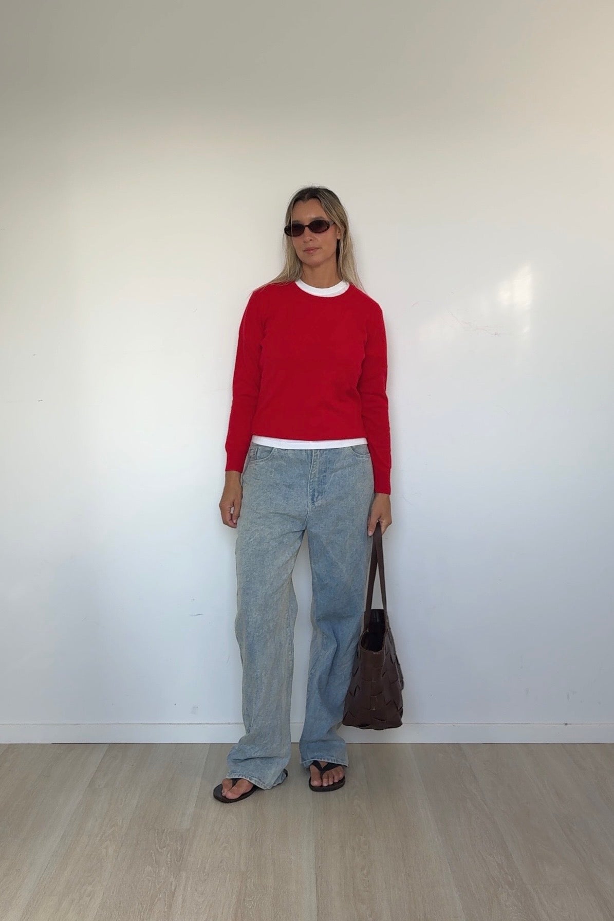 Pure Cashmere Crew Neck Jumper Cherry Red