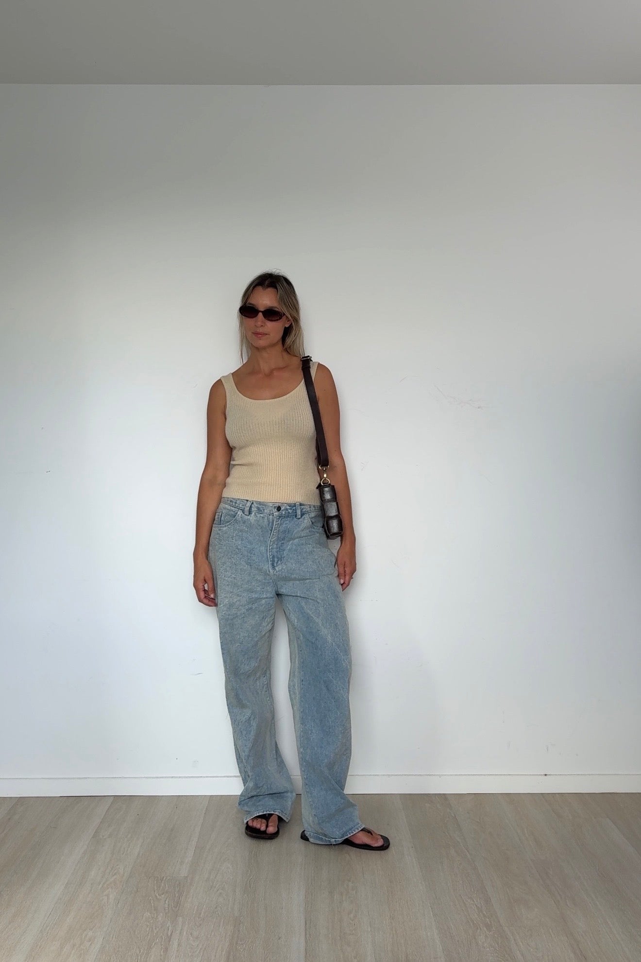 Pure Cashmere Ribbed Tank Beige