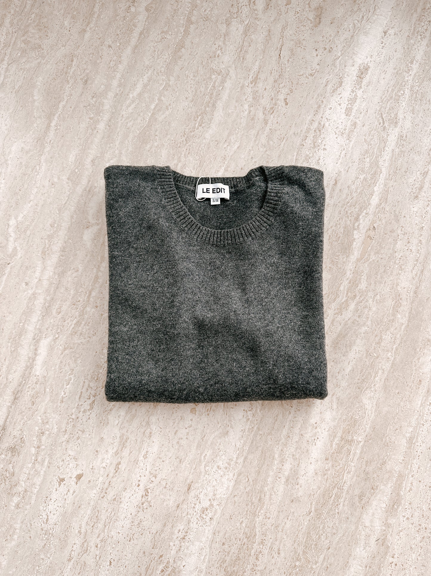 Storm Grey Boyfriend Pure Cashmere Crew Neck Jumper