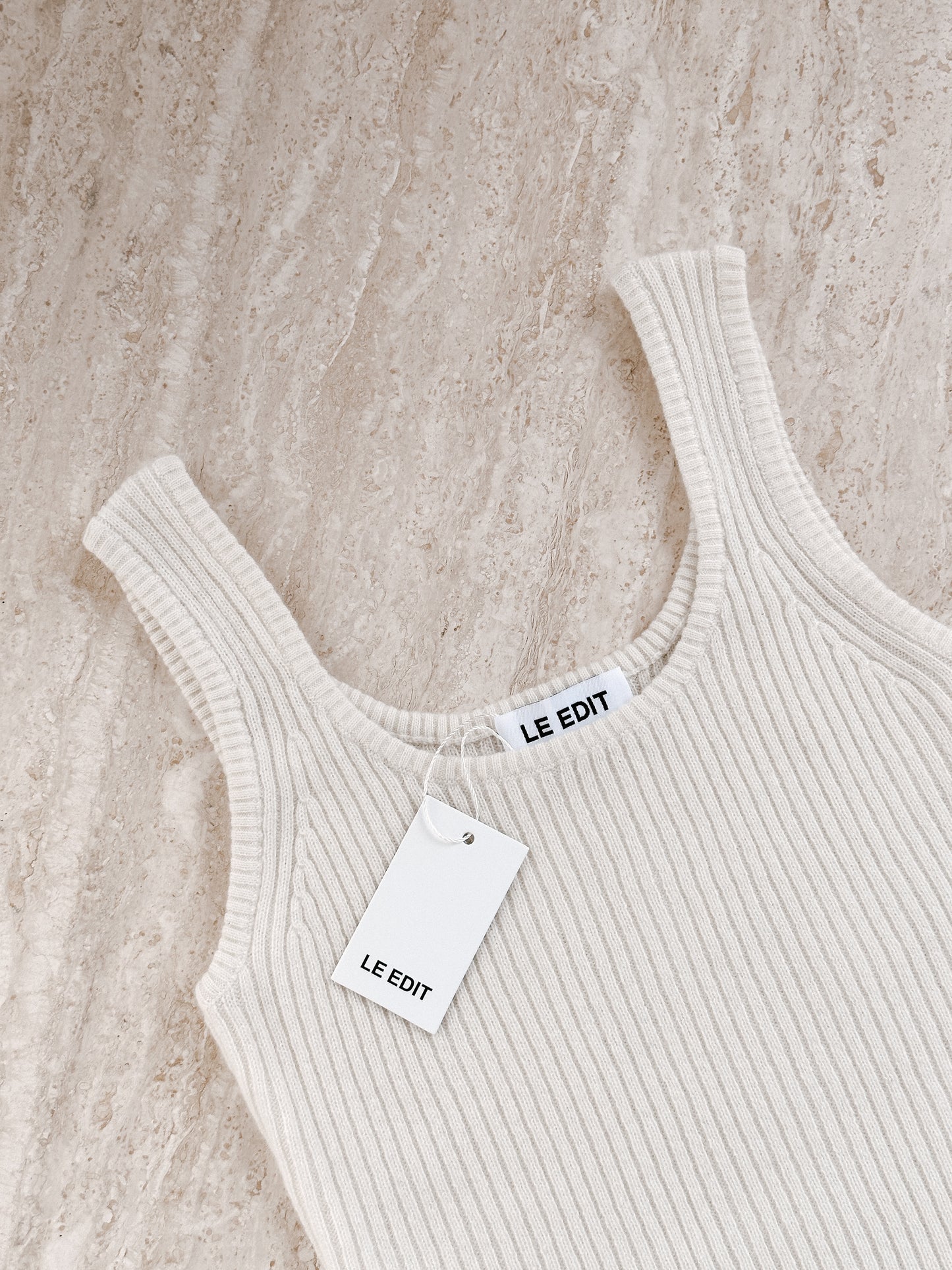 Pure Cashmere Ribbed Tank Coconut