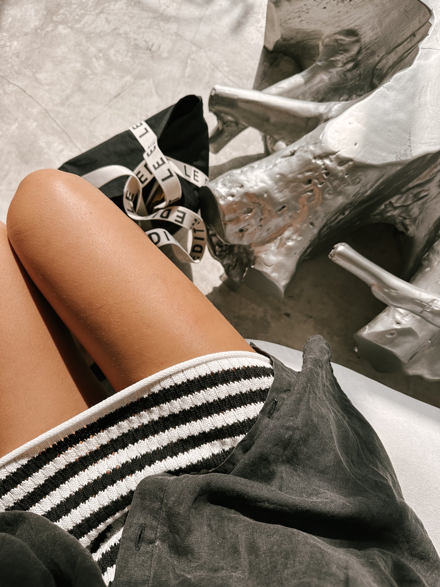 Dia Knit Skirt Black & White