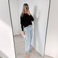 Black Cotton Cashmere Crew Neck Jumper