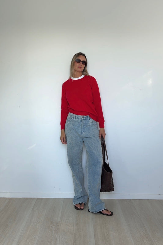 Pure Cashmere Crew Neck Jumper Cherry Red