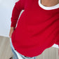 Boyfriend Pure Cashmere Crew Neck Jumper Cherry Red