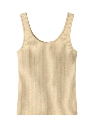 Cashmere Ribbed Tank Beige
