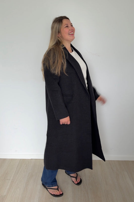 Pure Wool Full Length Coat Black