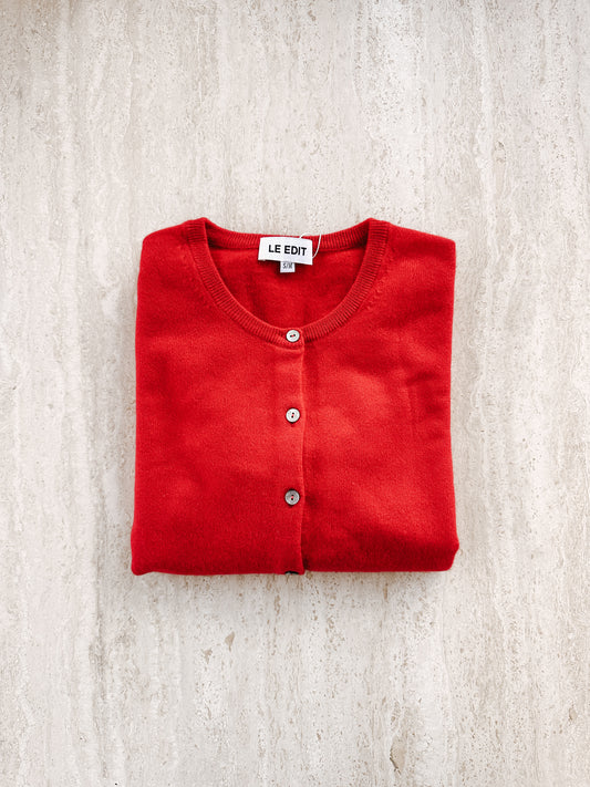 Pure Cashmere Cardigan Cherry Red