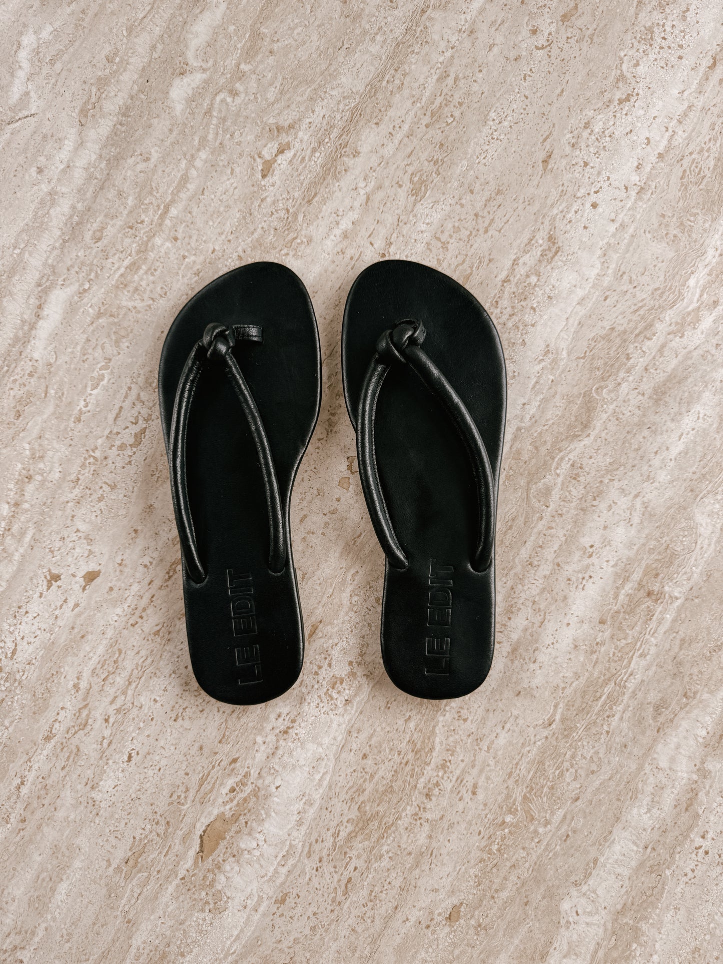 Knot Leather Sandals Black