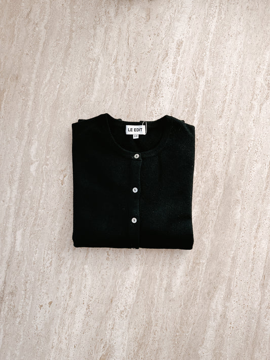 Black Cotton Cashmere Cardigan