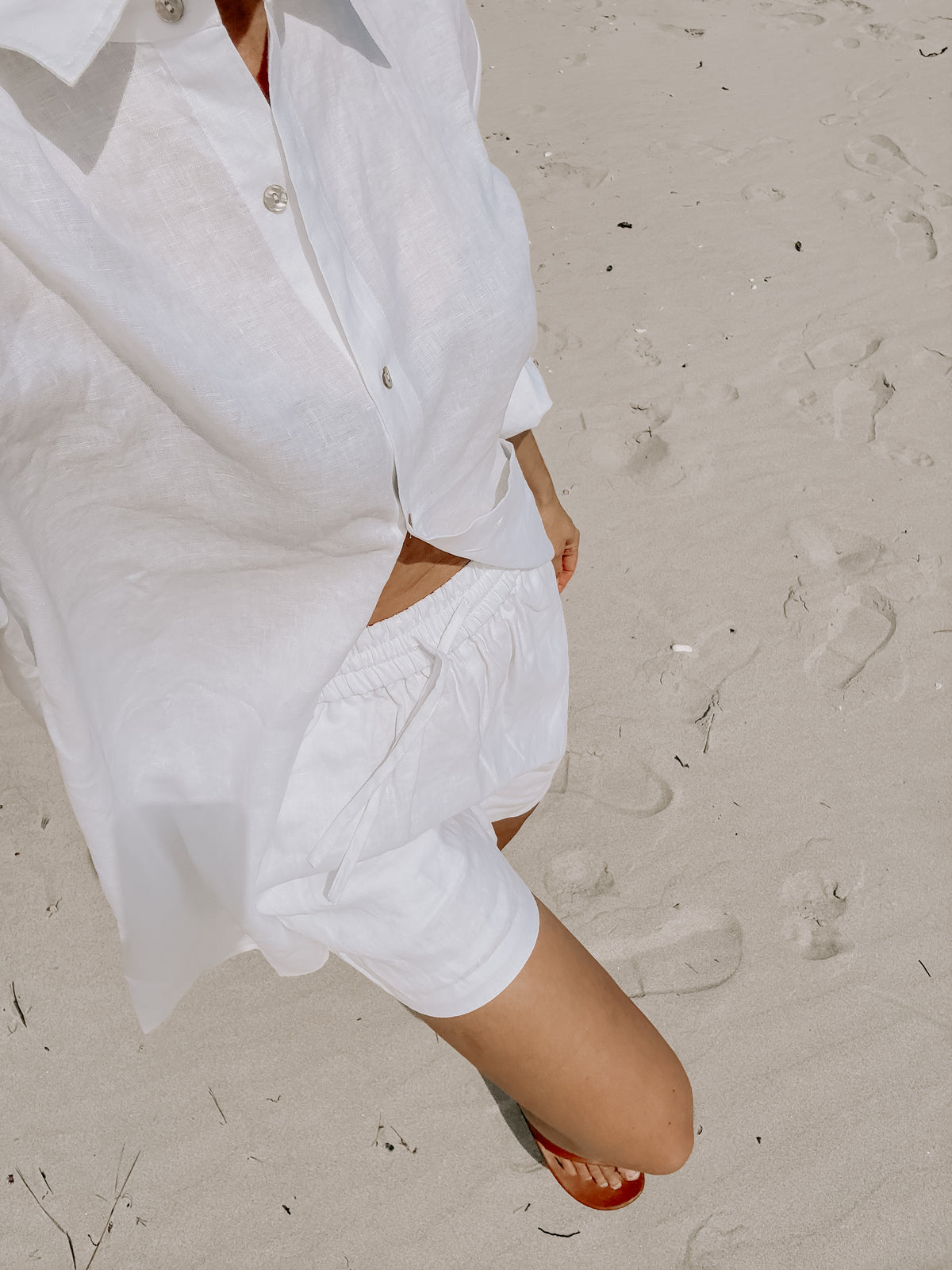 White Linen Shorts