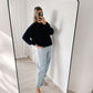 Navy Midnight Blue Boyfriend Pure Cashmere Crew Neck Jumper