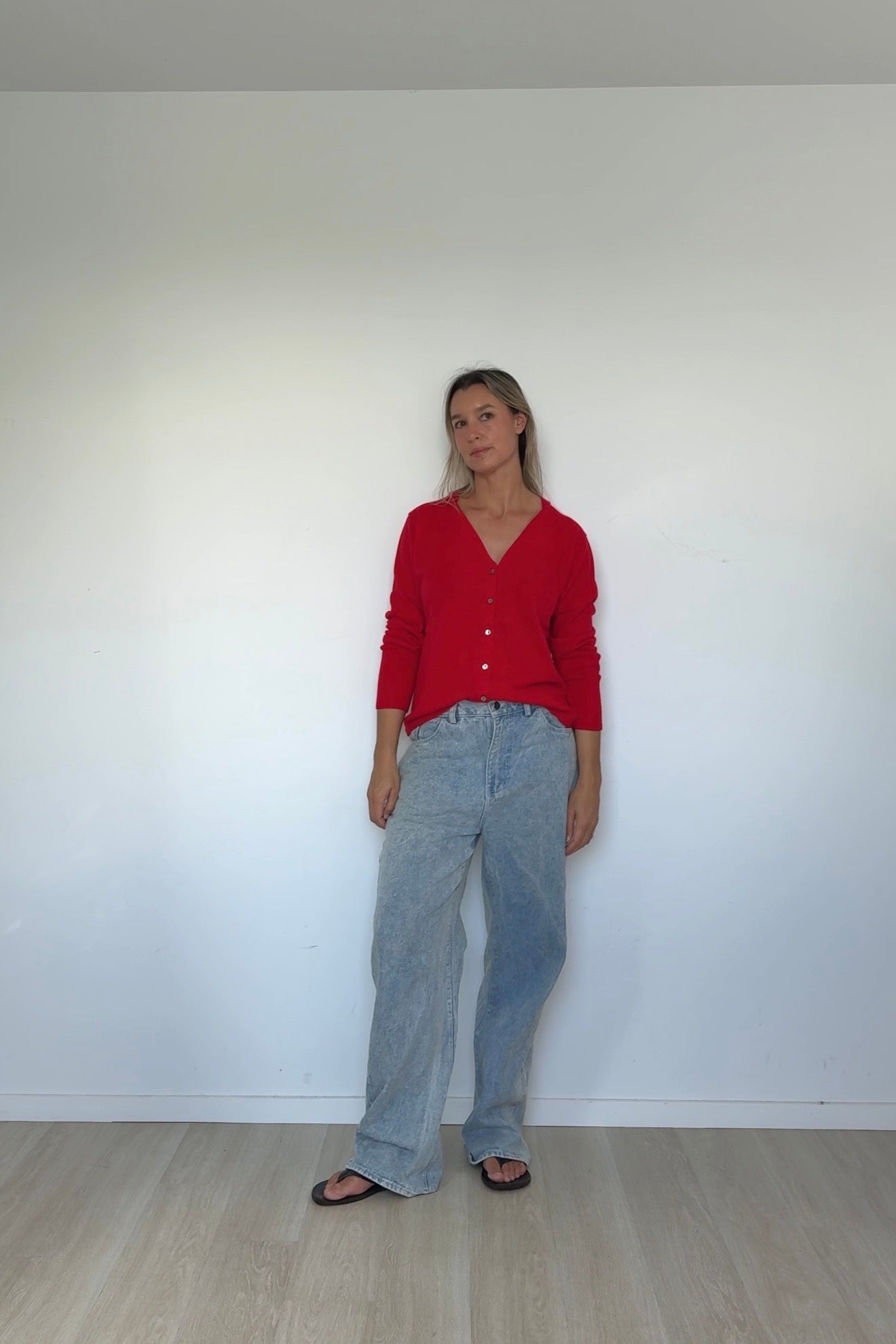 Pure Cashmere Cardigan Cherry Red