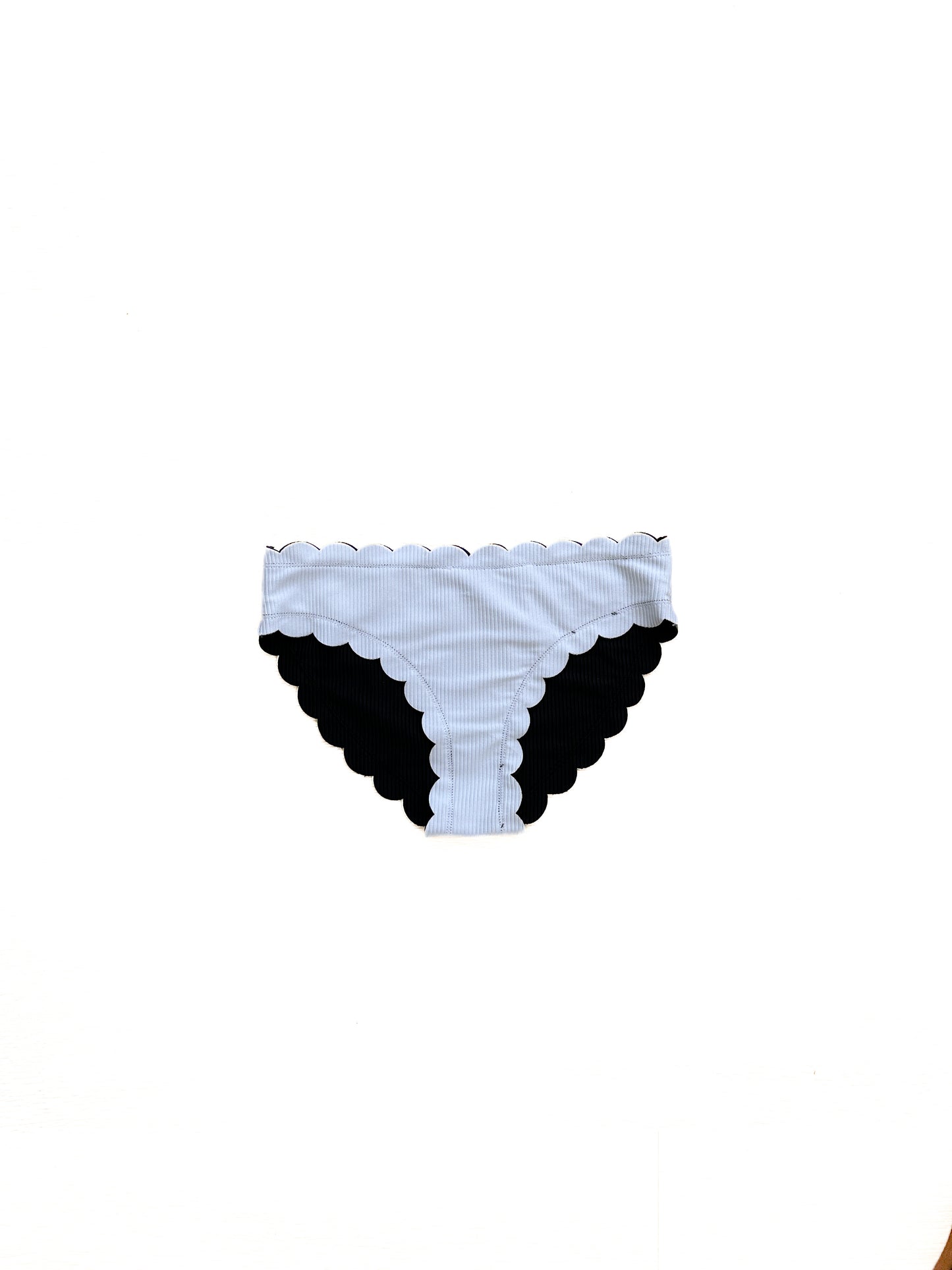 Black & White Scallop Mid Waist Bikini Bottoms