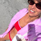 Pink/Red Contrast Reversible Bikini Top