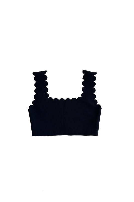 Scallop Reversible Bikini Top Black & White