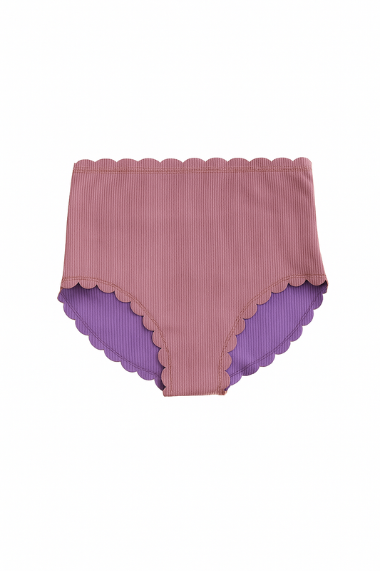 Seashell Scallop Reversible High Waist Bikini Bottoms