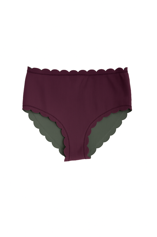 Scallop Reversible High Waist Bikini Bottoms Moorea