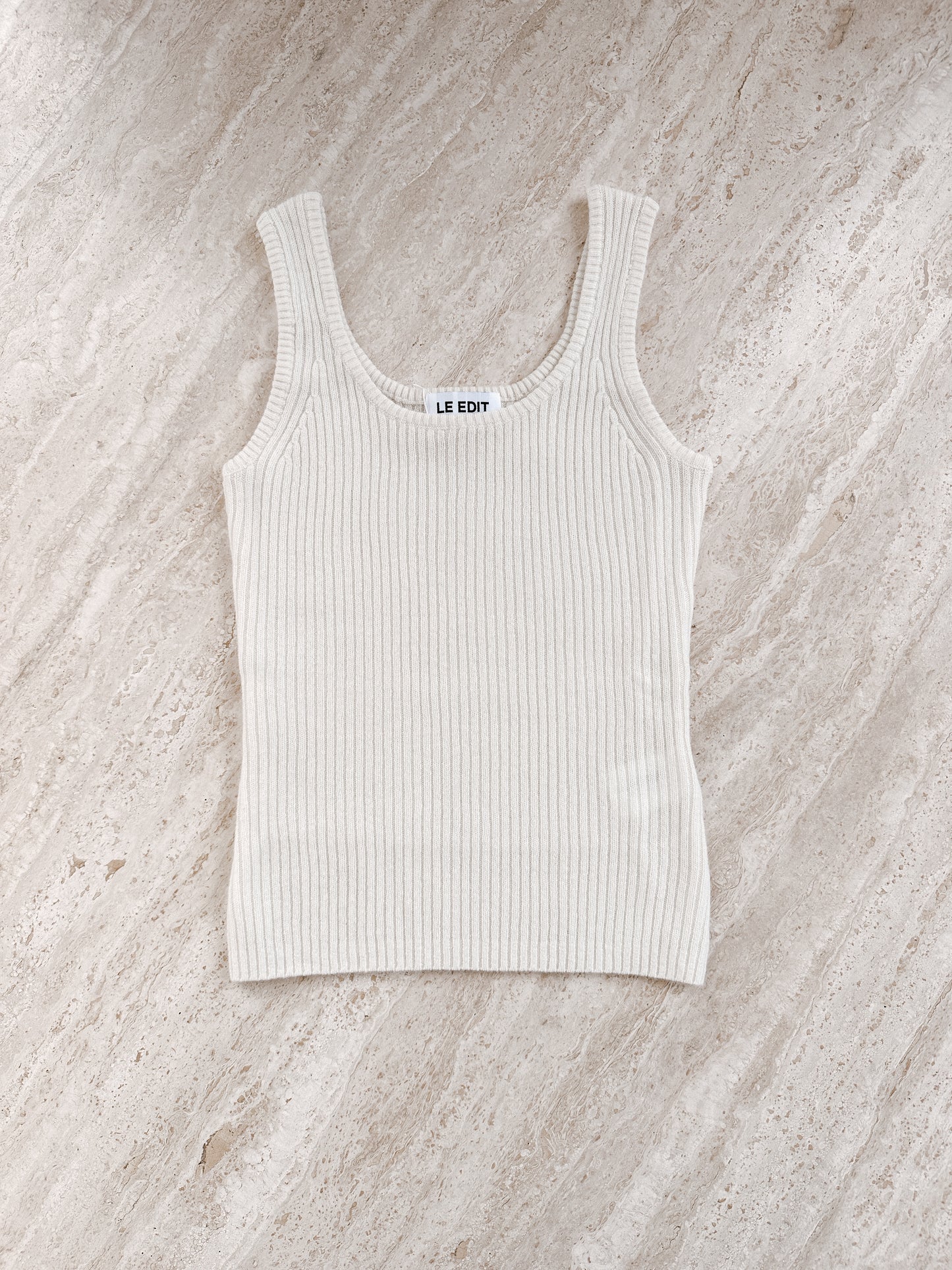 Pure Cashmere Ribbed Tank Coconut