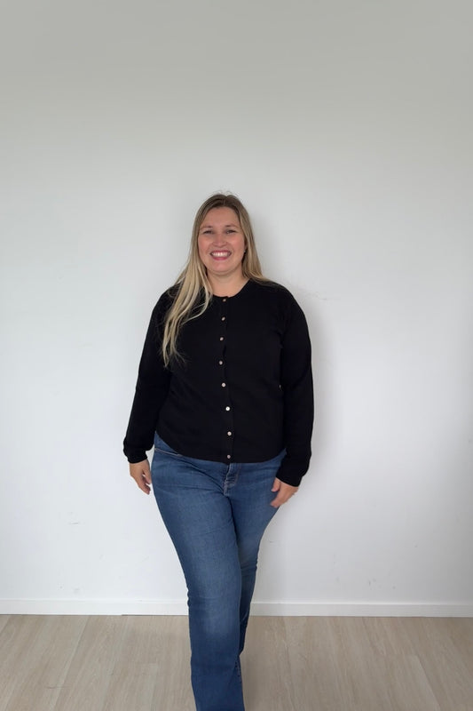 Black Pure Merino Cardigan