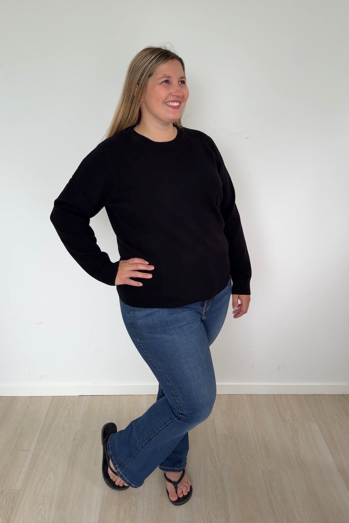 Black Organic Cotton Cashmere Crew Neck Jumper