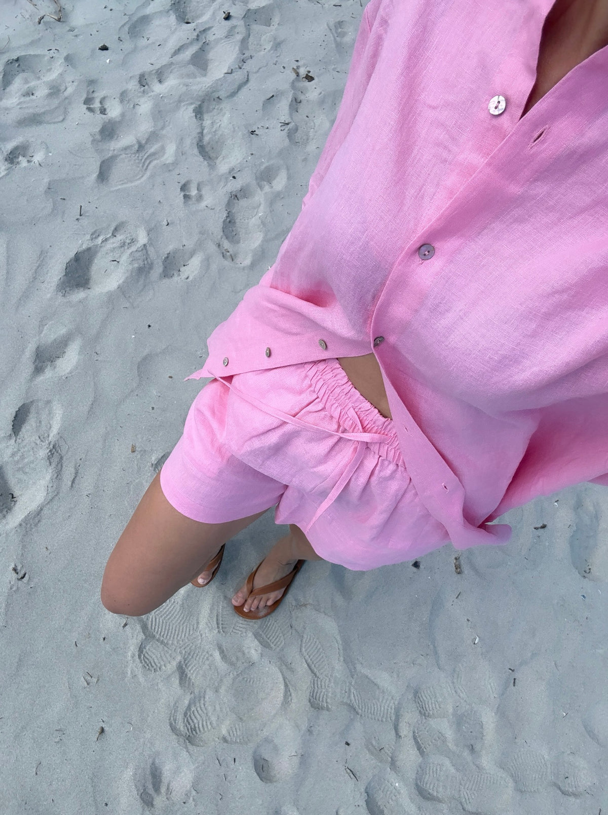Pink Linen Shorts