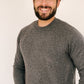 Storm Grey Mens Pure Cashmere Crew Neck Jumper