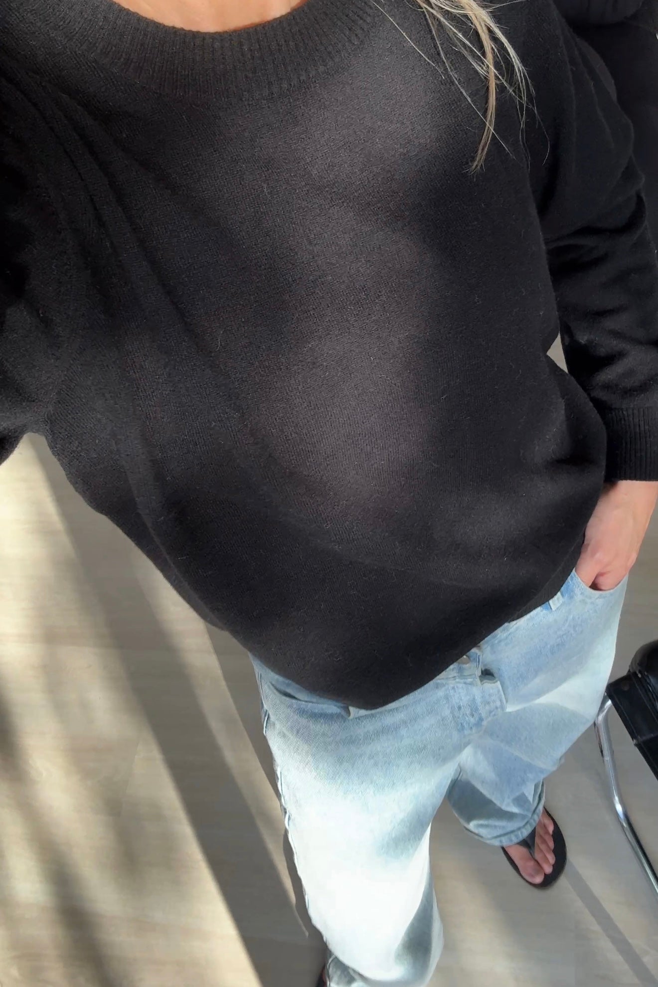 Black Pure Merino Crew Neck Jumper