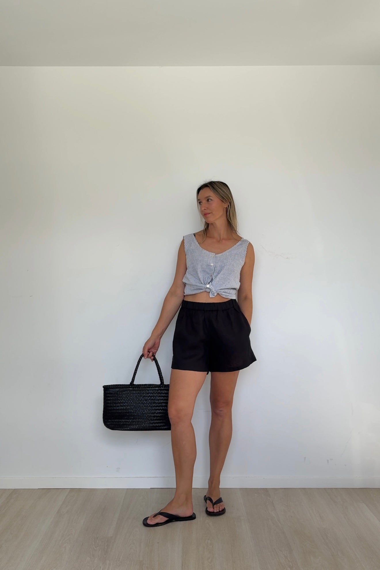 Woven Stripe Linen Reversible Top