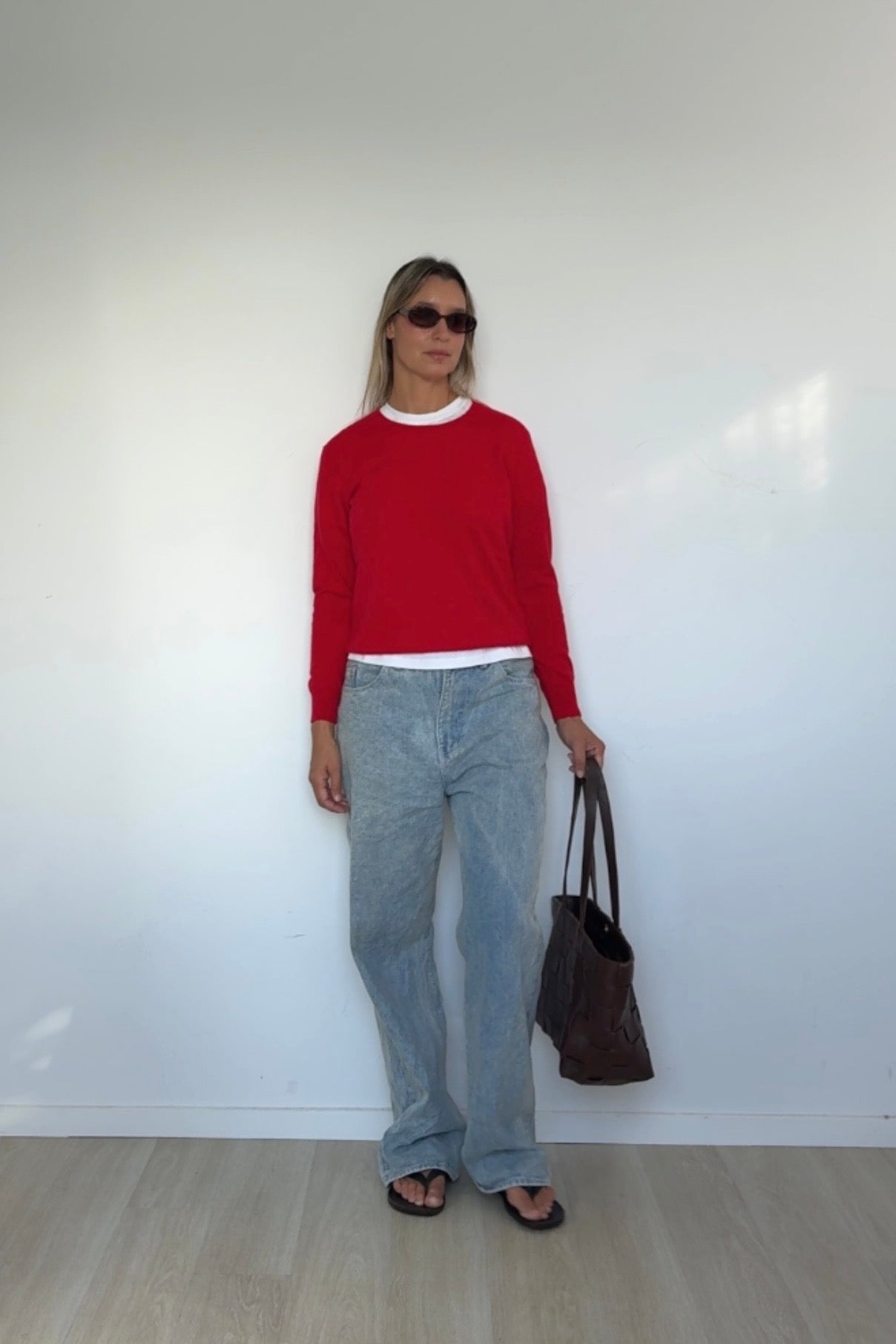 Pure Cashmere Crew Neck Jumper Cherry Red