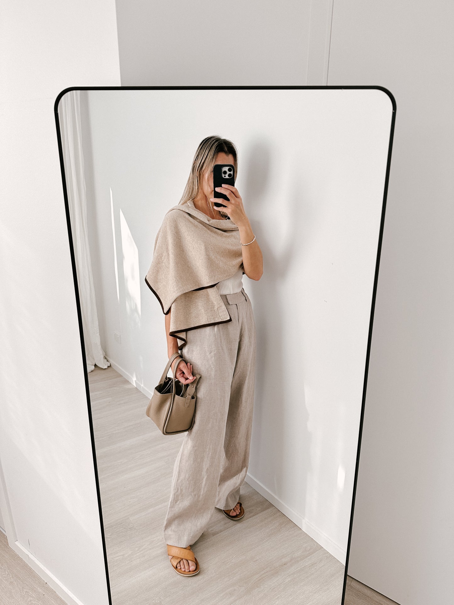 4-Way Cashmere Contrast Wrap Neutrals