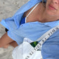 Blue/Green Contrast Reversible Bikini Top