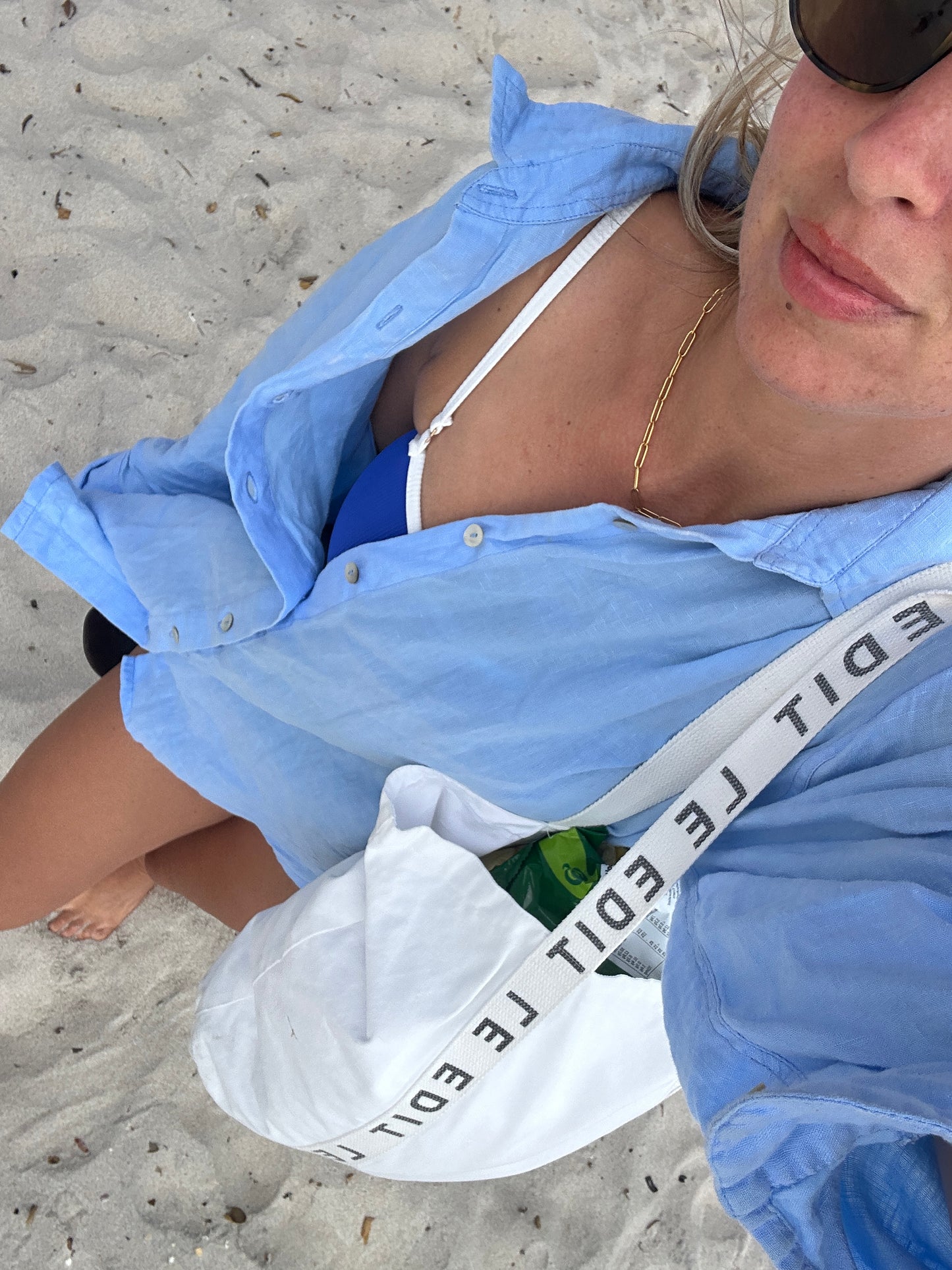Blue/Green Contrast Reversible Bikini Top
