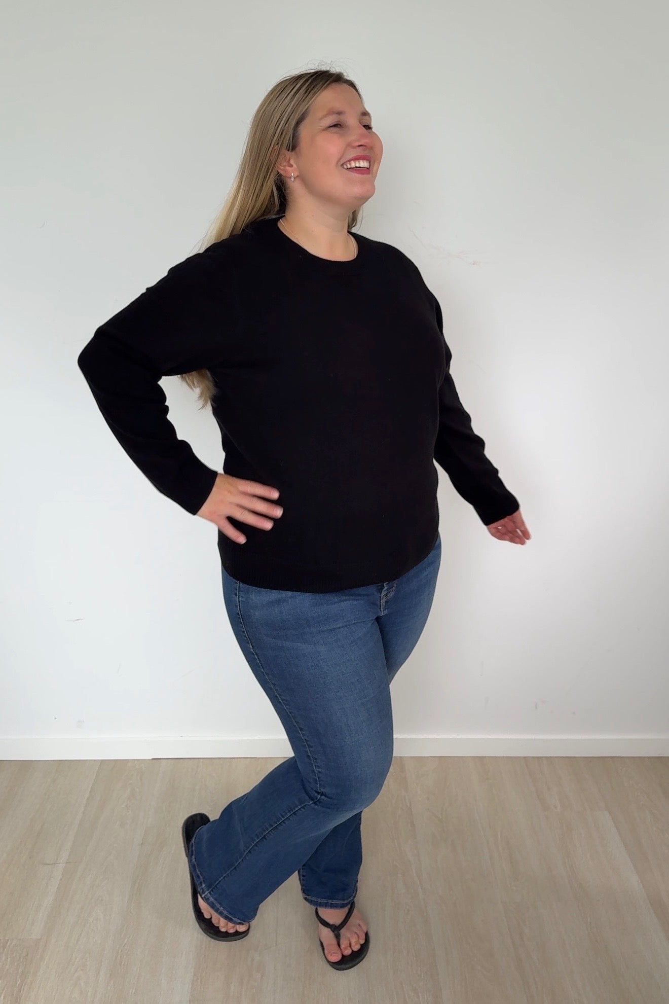 Black Pure Merino Crew Neck Jumper