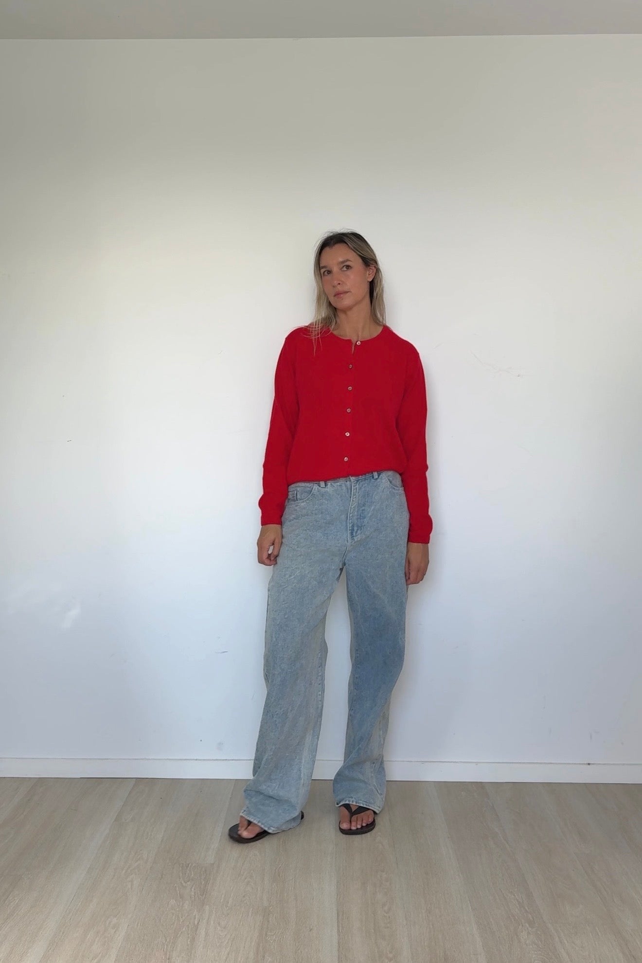 Pure Cashmere Cardigan Cherry Red