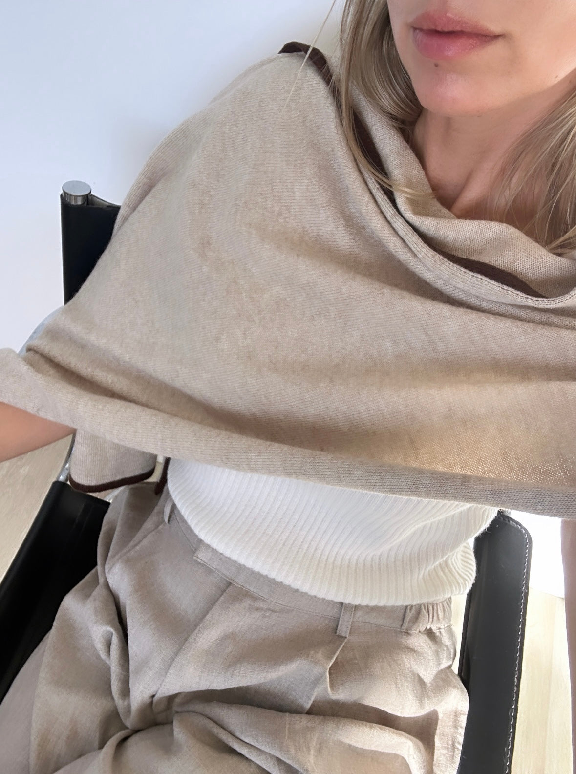 4-Way Cashmere Contrast Wrap Neutrals