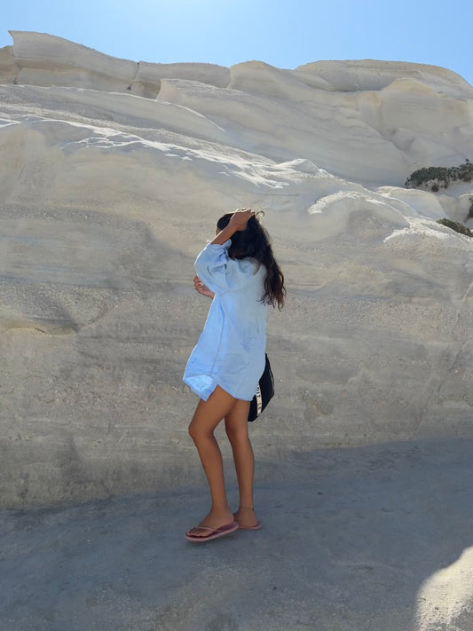 Your Boyfriends Linen Shirt Sky