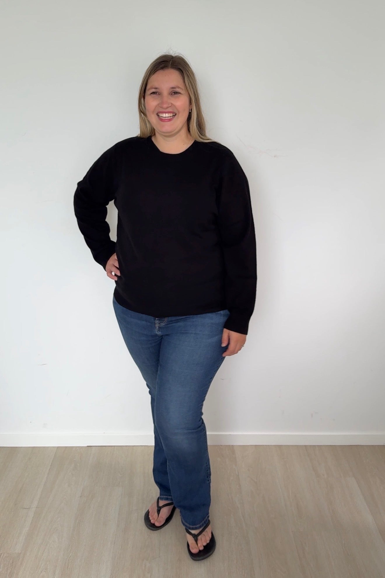 Black Organic Cotton Cashmere Crew Neck Jumper