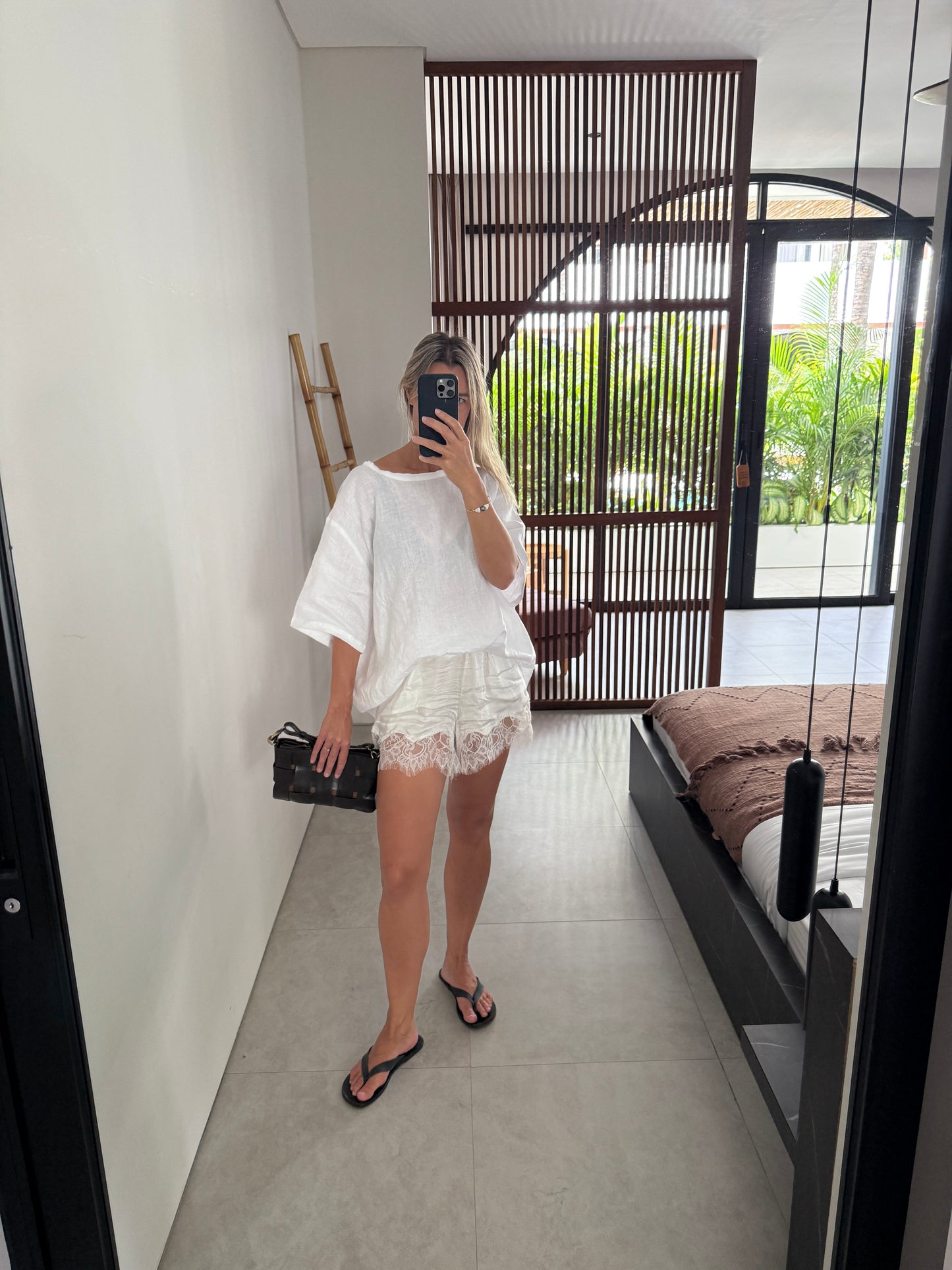 Asti Eco Silk Lace Shorts Oyster