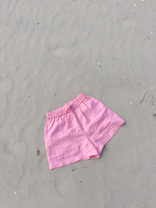 Pink Linen Shorts