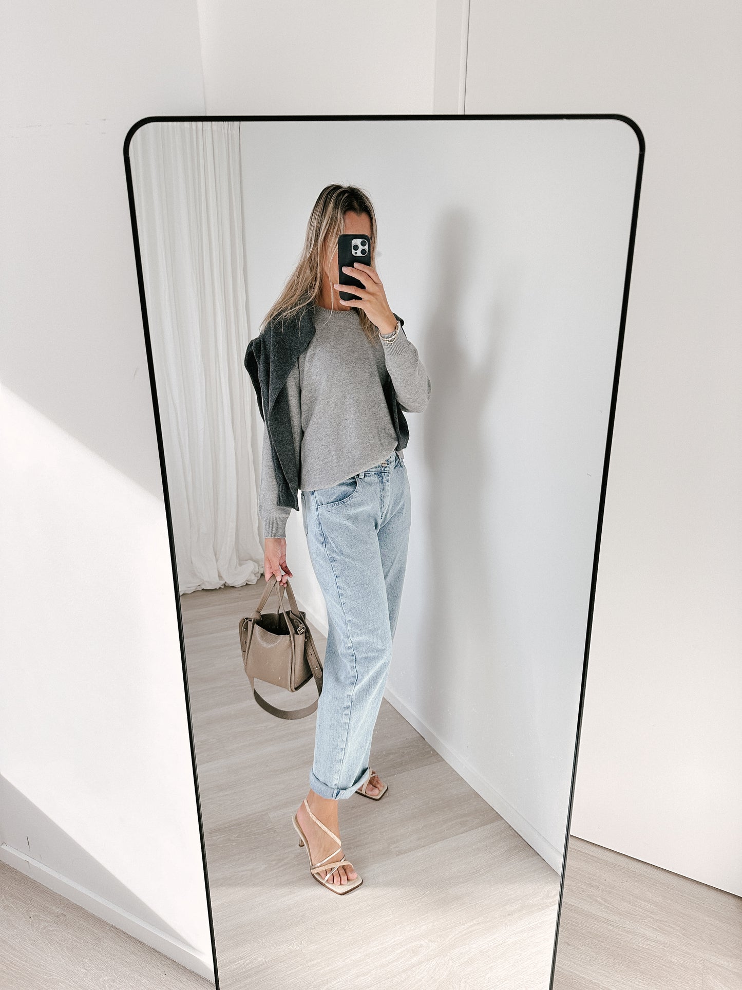 Marle Grey Cotton Cashmere Crew Neck Jumper