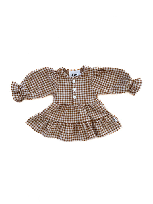 Caramel Girl's Gingham Dress