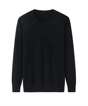Black Pure Merino Crew Neck Jumper