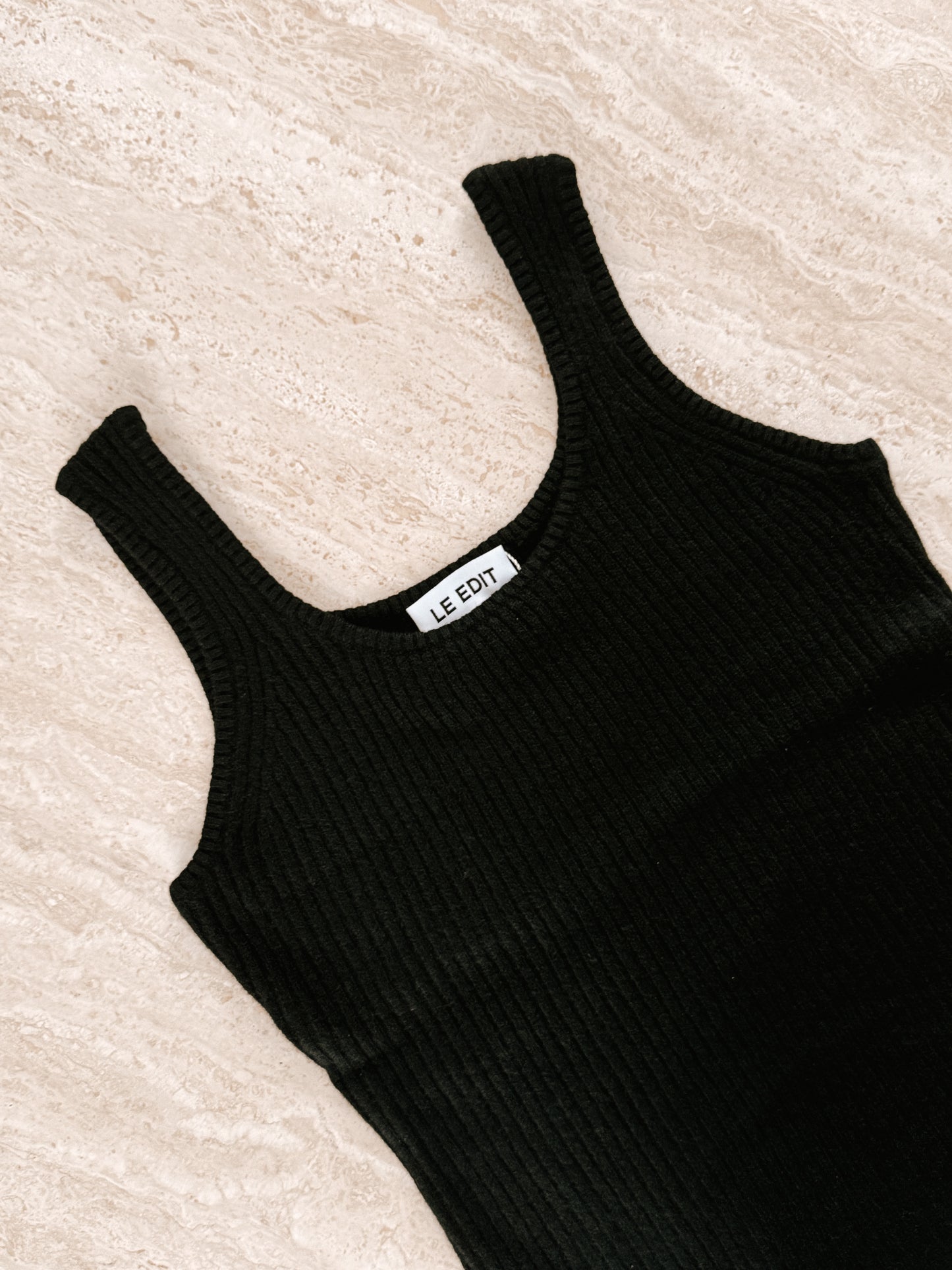 Pure Cashmere Ribbed Tank Black