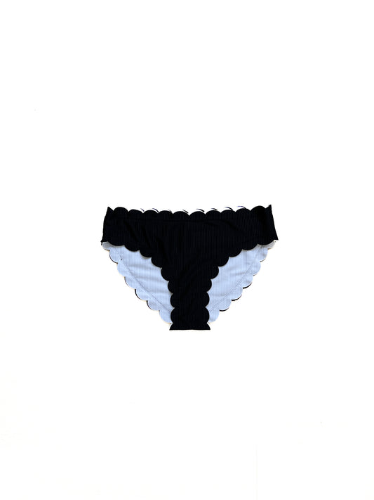 Black & White Scallop Mid Waist Bikini Bottoms