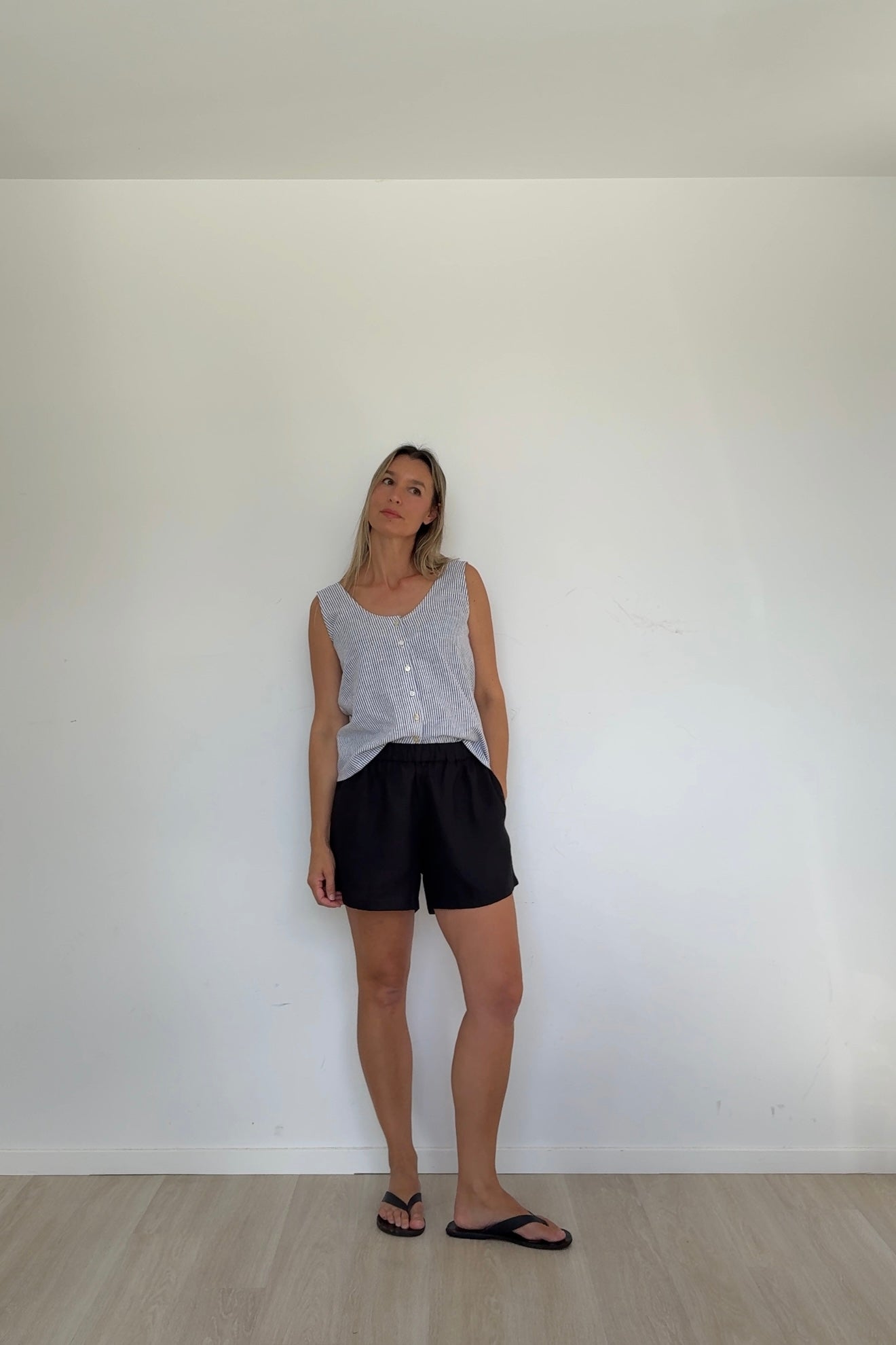 Woven Stripe Linen Reversible Top