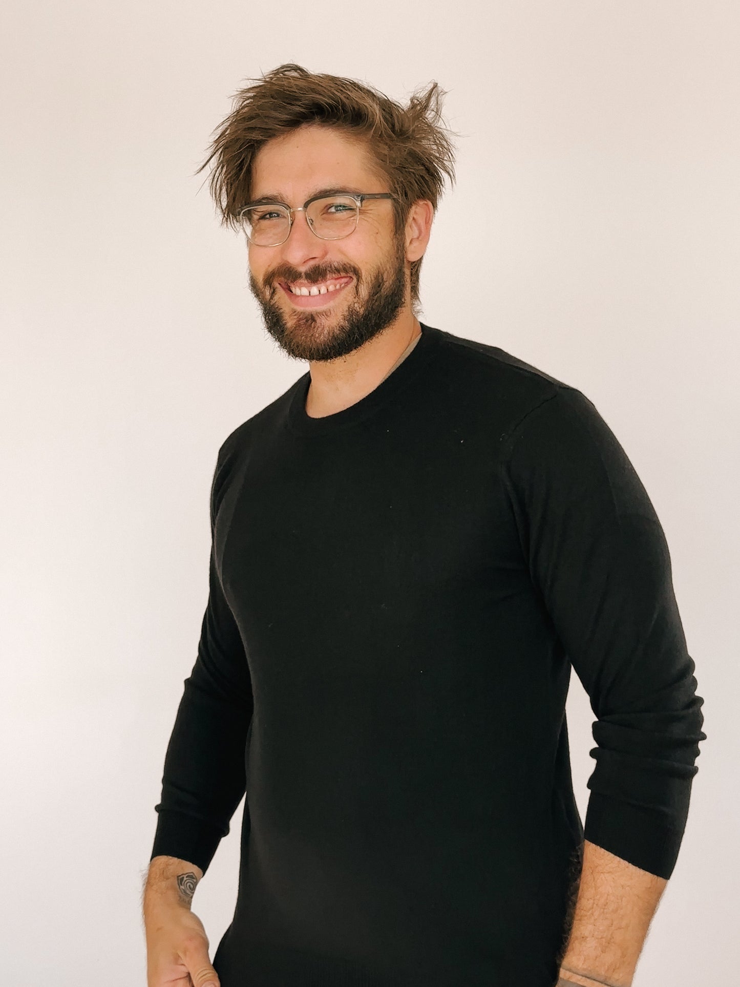 Mens Pure Cashmere Crew Neck Jumper Black